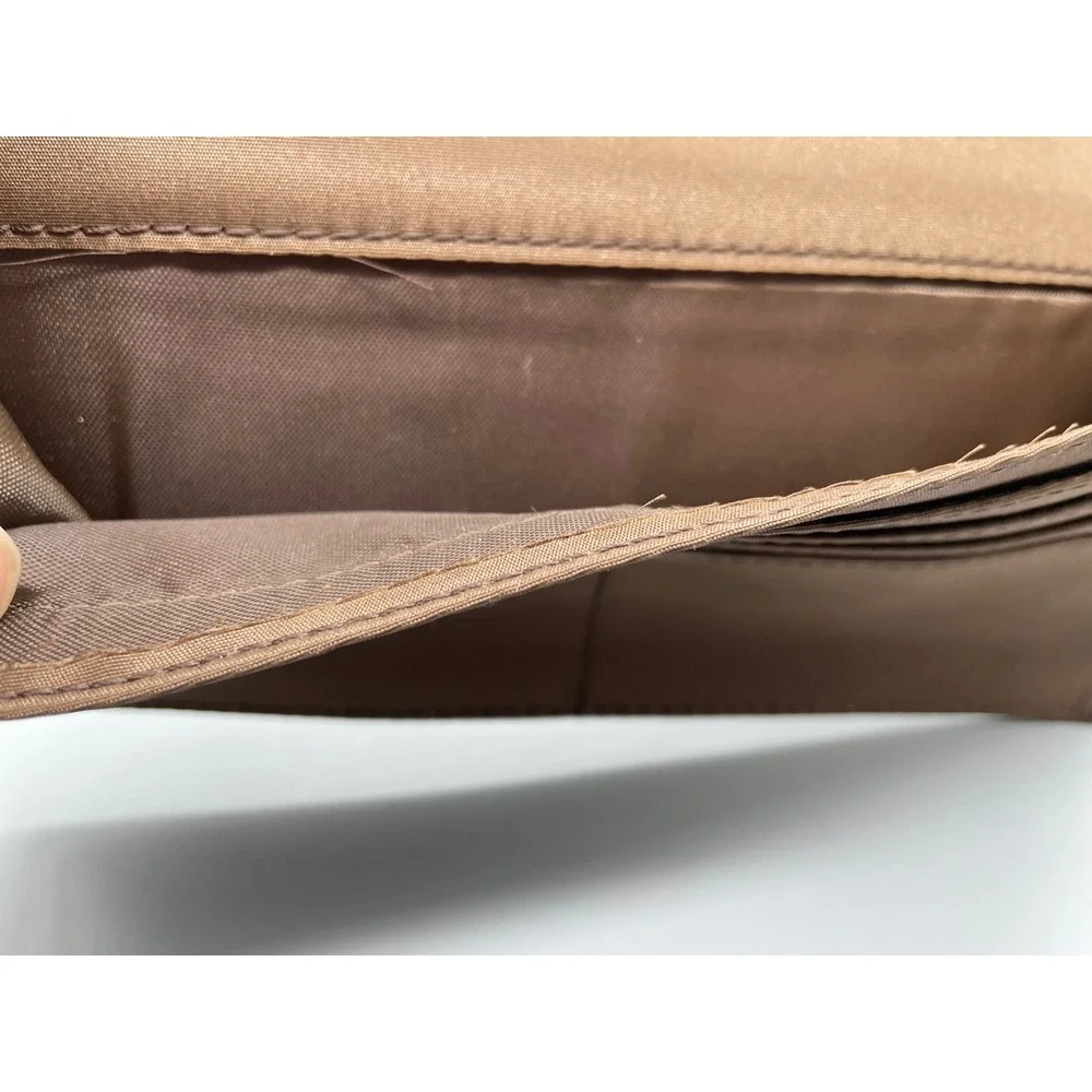 Nine West Womens Bifold Clutch‎ Wallet Brown Faux Leather White Stitching